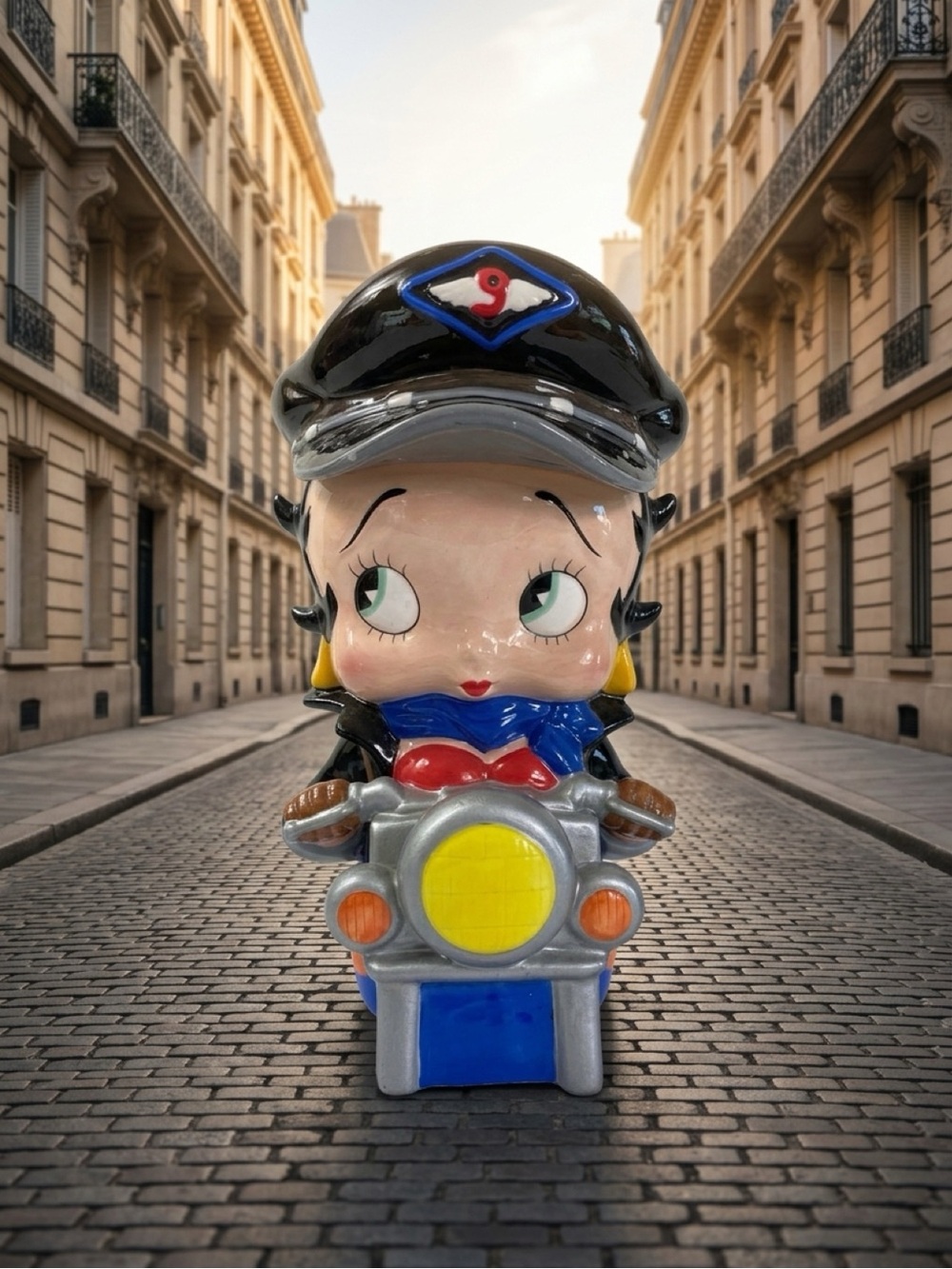 Biker Betty Boop handmade 2000 ceramic cookie jar